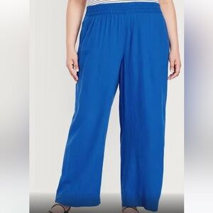 Old Navy High Waisted Linen Blend Wide Leg Pants Blue size 4x